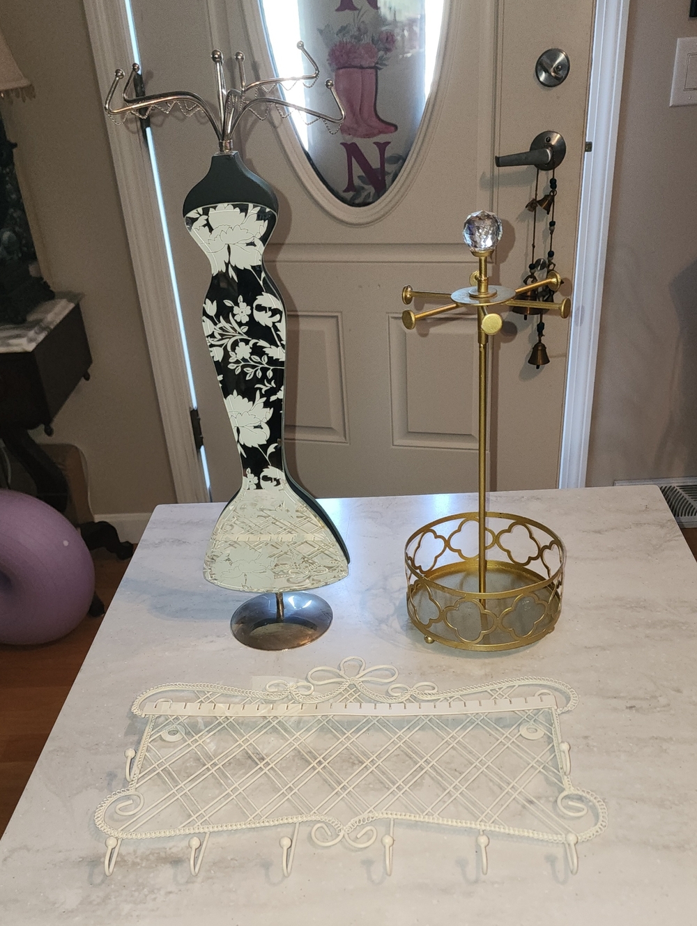 Set Of 3 Jewelry Organizers Black & White,  Gold, Cream